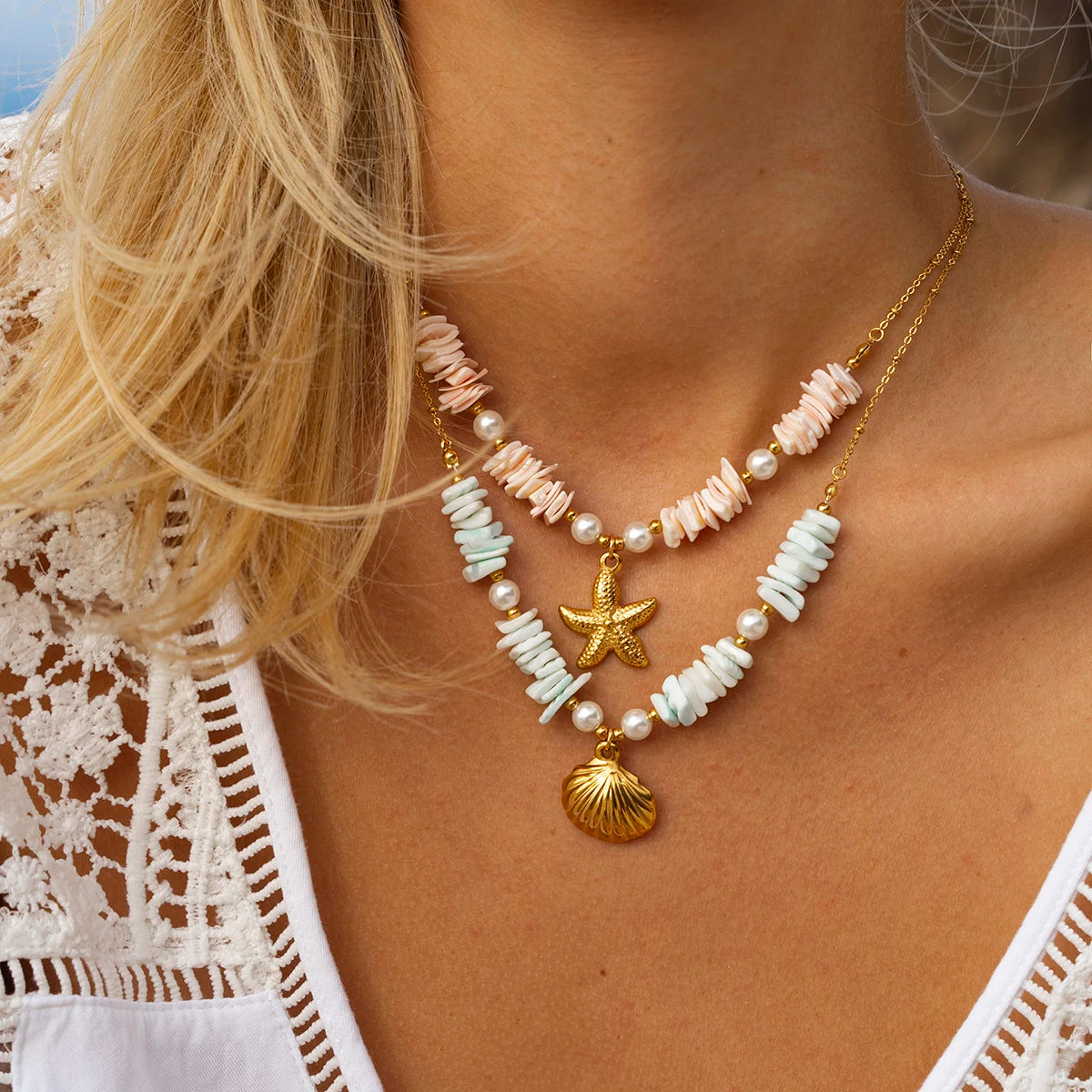 Shell Pearl Pendant Necklace
