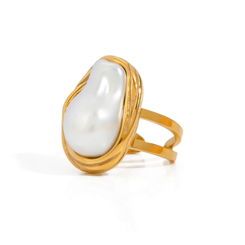 Pearl Stainless Steel Gold Rings