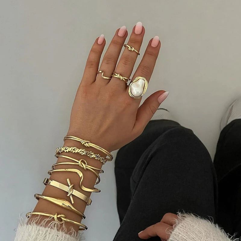 Pearl Stainless Steel Gold Rings