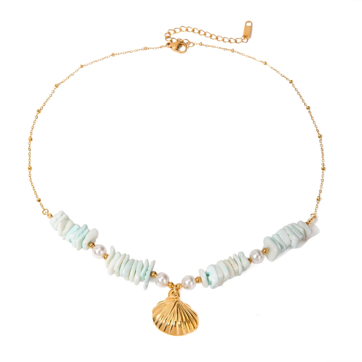 Shell Pearl Pendant Necklace