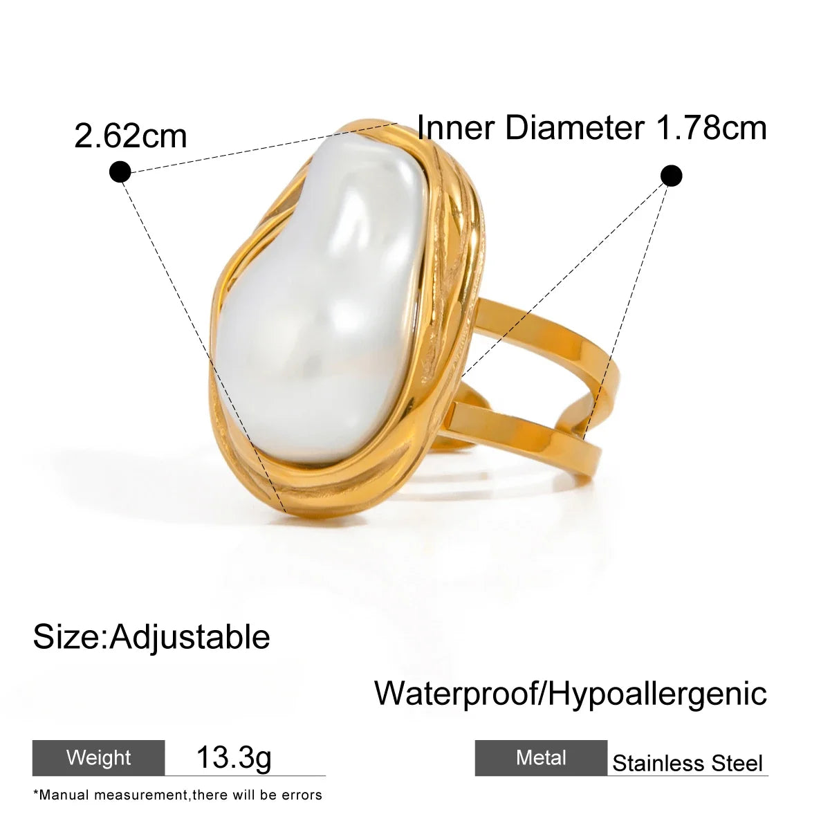 Pearl Stainless Steel Gold Rings