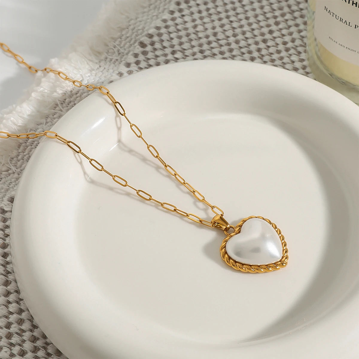 Heart Shaped Pearl Necklace